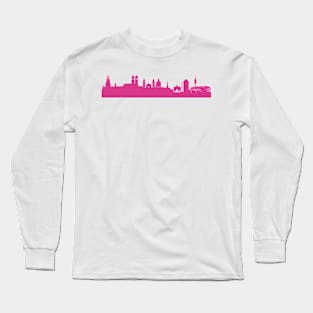 Munich skyline pink Long Sleeve T-Shirt